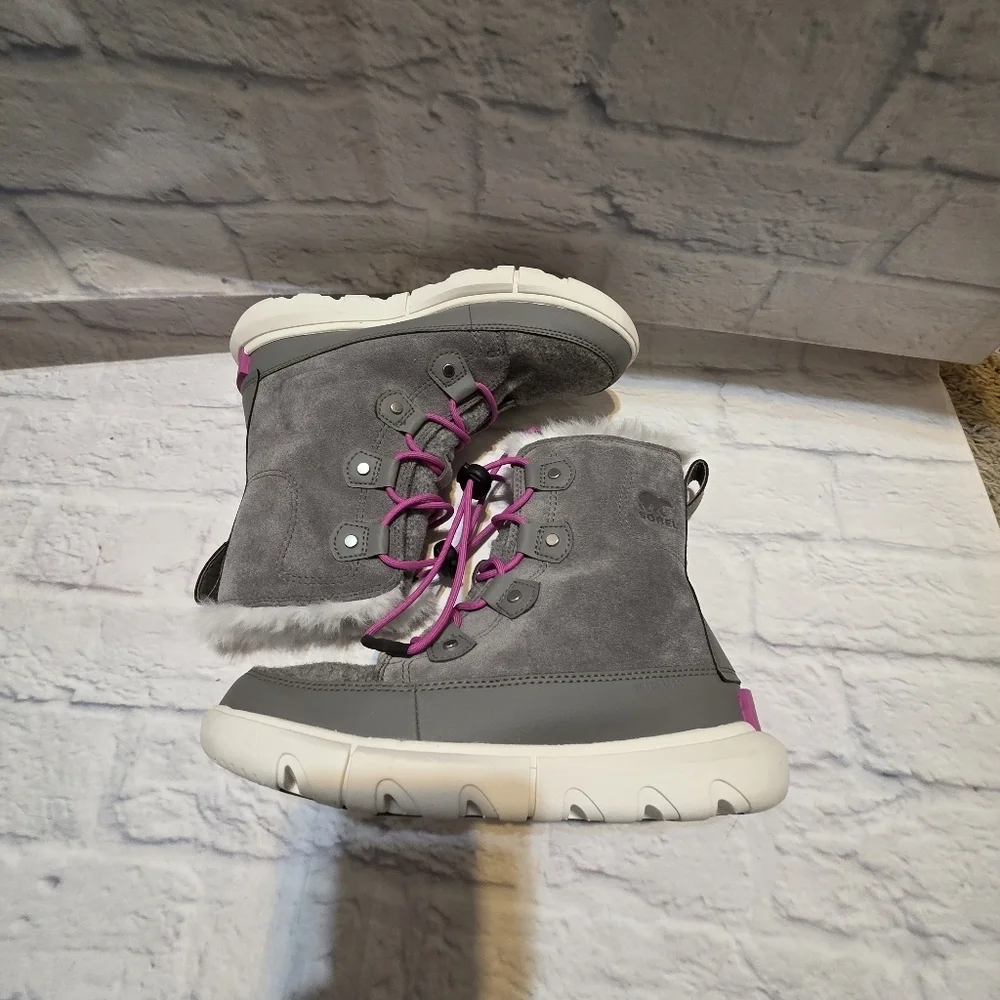 Youth Sorel Explorer Lace Waterproof Winter Boots Quarry Big Kid size 4